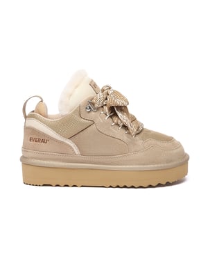 EVER AU Dames sneakerlaarzen met veters en plateauzool – Marbled