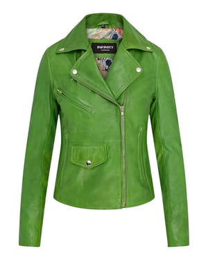 Dames Apple Green Classic Brando Biker leren jack - Broome