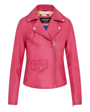 Dames fuchsia roze klassieke Brando biker leren jas - Broome