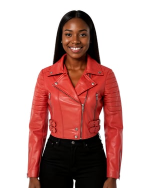 Dames rode cropped Brando leren bikerjack - Bellville