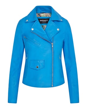Dames Blauw Classic Brando Biker Leren Jack - Broome