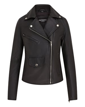 Dames zwarte klassieke Brando biker leren jas - Broome