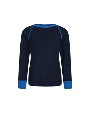 Mountain Warehouse Kinder/Kids Merino II Contrast Ronde Hals Base Layer Top (Blauw)