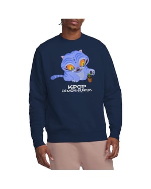 K-Pop Demon Hunters Unisex Volwassene Schattige Derpy Tiger Sweatshirt (Marine)