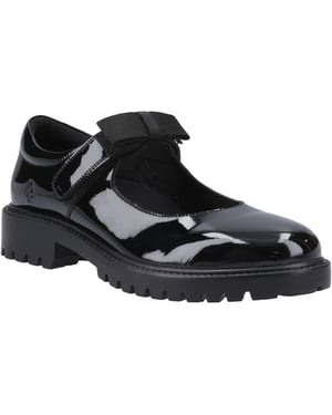 Hush Puppies Astrid Bow Meisjes Zwart Leren Schoenen