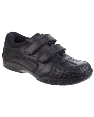 Hush Puppies Jezza Senior Leer Jongens Zwarte Loafers