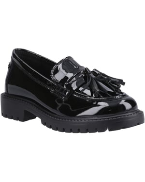Hush Puppies Abigail Patent Senior Meisjes Zwarte Leren Mocassins