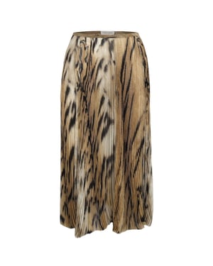 Roberto Cavalli chiffon-tule met luipaardprint geplooide rok-'00s