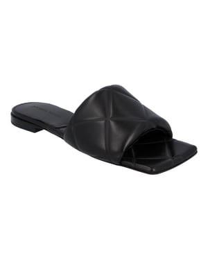 Bottega Veneta Dames Rubber Lido Platte Sandalen in Zwart Lamsleer