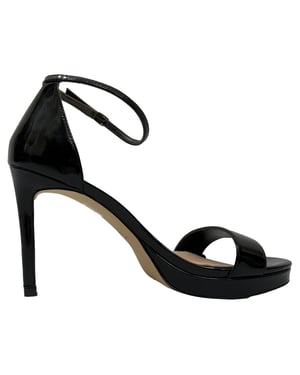 Stuart Weitzman Nudist Platform Sandalen in Zwart Glanzend Leer