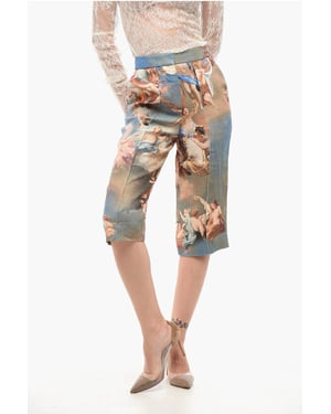 Gepatineerde linnen Bermuda Shorts in Multicolor