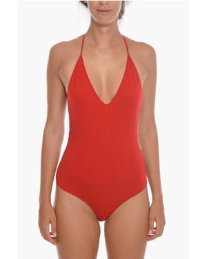 Gezellige body met blote rug van kasjmiermix in rood