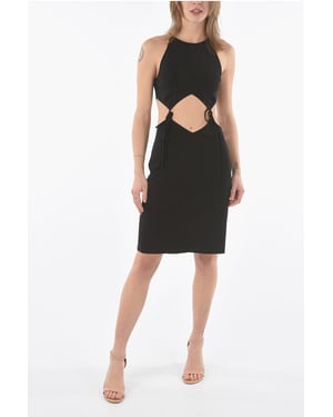 Mini-jurk met uitsparingen en veters in zwart