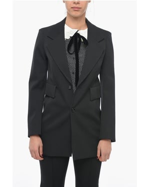 Stretch wollen blazer met gebogen mouwen in zwart