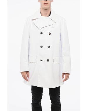 MM14 Waterdichte trenchcoat met fluwelen kraag in wit