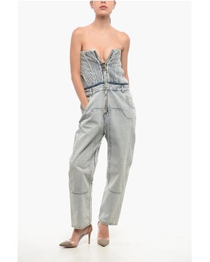 Mouwloze denim jumpsuit in blauw