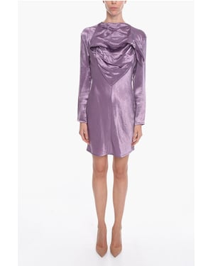Satijnen BANDANA midi-jurk in violet