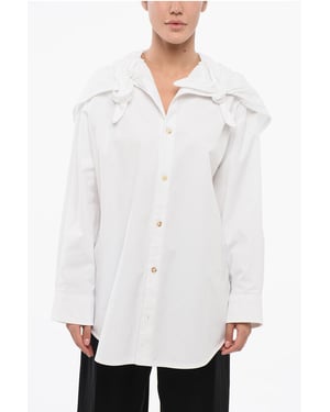 Oversized overhemd met geknoopte details in wit