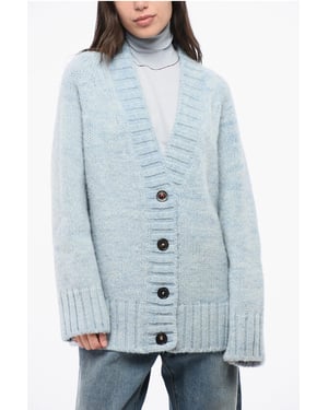 MM4 MM14 V-hals 4 knopen oversized vest in lichtblauw