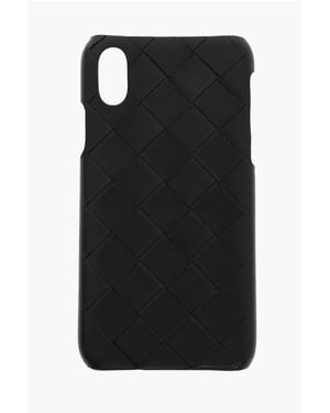 Intreccio Zachtleren iPhone Xs-hoesje in zwart