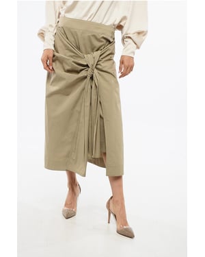 Geplooide katoenen lange rok in beige