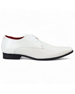 Witte puntige veterschoenen voor heren met geperforeerde neus