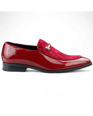 Heren nette rode loafers met leren voering en fluwelen instappers