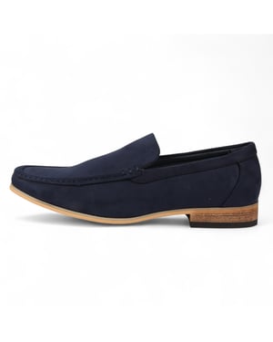 Heren marineblauwe suède loafers, lichtgewicht instappers en casual schoenen