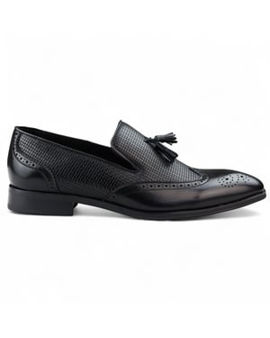 Zwarte mocassin loafers met kwastjes voor heren, elegante instappers