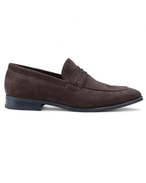 Bruine suède mocassin loafers voor heren, slimme instappers