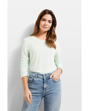 Bugatti Damen Shirt met lange mouwen en ronde hals