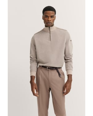 Bugatti Herren Sweatshirt Troyer met opstaande kraag & ritssluiting