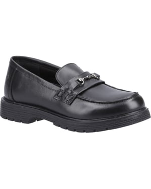 Hush Puppies Lydia Senior Meisjes Zwarte Leren Mocassins