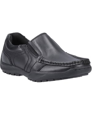 Hush Puppies Morgan Leer Jongens Zwarte Loafers