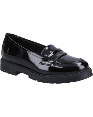 Hush Puppies Hazel Patent SNR Meisjes Zwarte Leren Mocassins