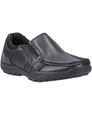 Hush Puppies Morgan Leer Jongens Zwarte Loafers