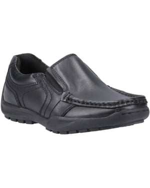 Hush Puppies Morgan Leer Jongens Zwarte Loafers