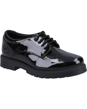 Hush Puppies Jayne Patent SNR Meisjes Zwarte Veterschoenen Van Leer