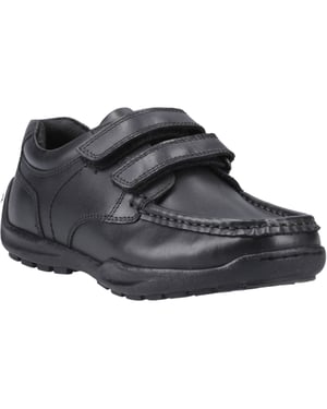 Hush Puppies Maddox Touch Fastening Leren Zwarte Schoenen Voor Jongens