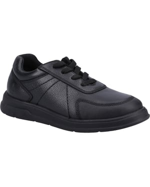 Hush Puppies Robert JNR Leren Zwarte Veterschoenen Voor Jongens