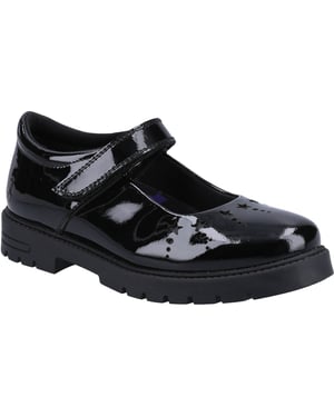 Hush Puppies Sabrina Patent SNR Meisjes Zwart Leren Schoenen