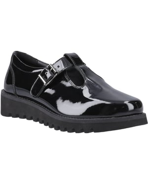 Hush Puppies Florrie T-Bar Meisjes Zwart Leren Schoenen