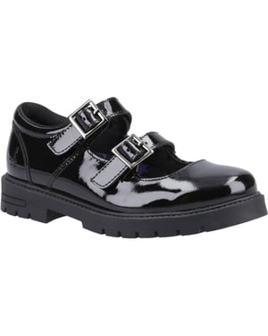 Hush Puppies Ella Patent Junior Meisjes Zwart Leren Schoenen