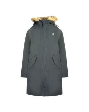 Fred Perry Zwarte Parka Met Capuchon