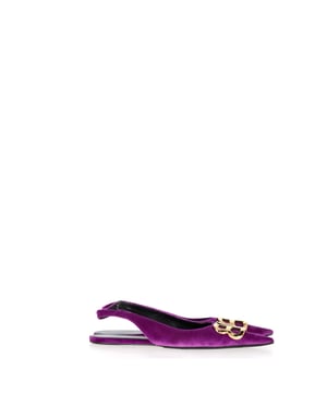 Balenciaga BB Knife Slingback Flats in Paarse Fluwelen