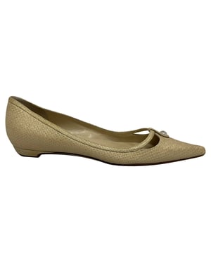 Jimmy Choo Versierde Glitterpuntige Ballerina's in Goud Leer