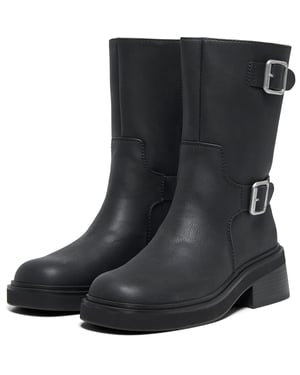 ONLY BUTTER-2 Polyurethaan Dames Zwarte Hak Mid Calf Laarzen