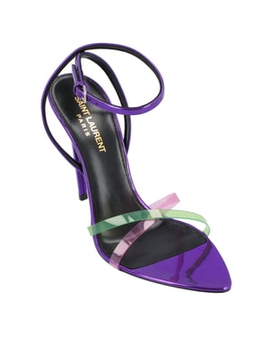 Saint Laurent Gippy Patentleren en Plexi Sandalen Paars