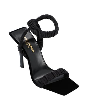 Saint Laurent Pam Sandalen In Satijn Crepe Zwart