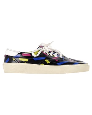 Saint Laurent Gedrukte Lage Sneakers in Zwart Leer